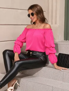 Off Shoulder Lantern Sleeve Blouse