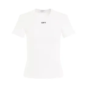 Off Stamp Rib Basic T-Shirt in White