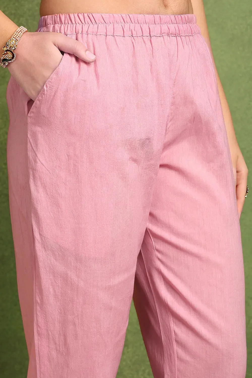 Pink Cotton Silk Farsi Pants