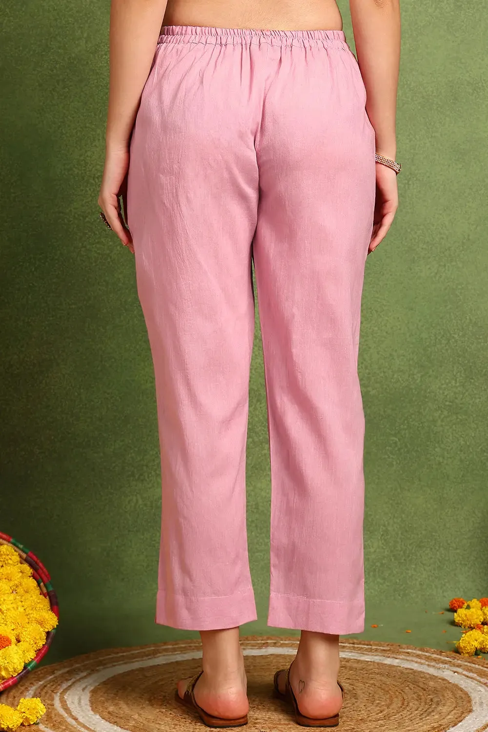 Pink Cotton Silk Farsi Pants