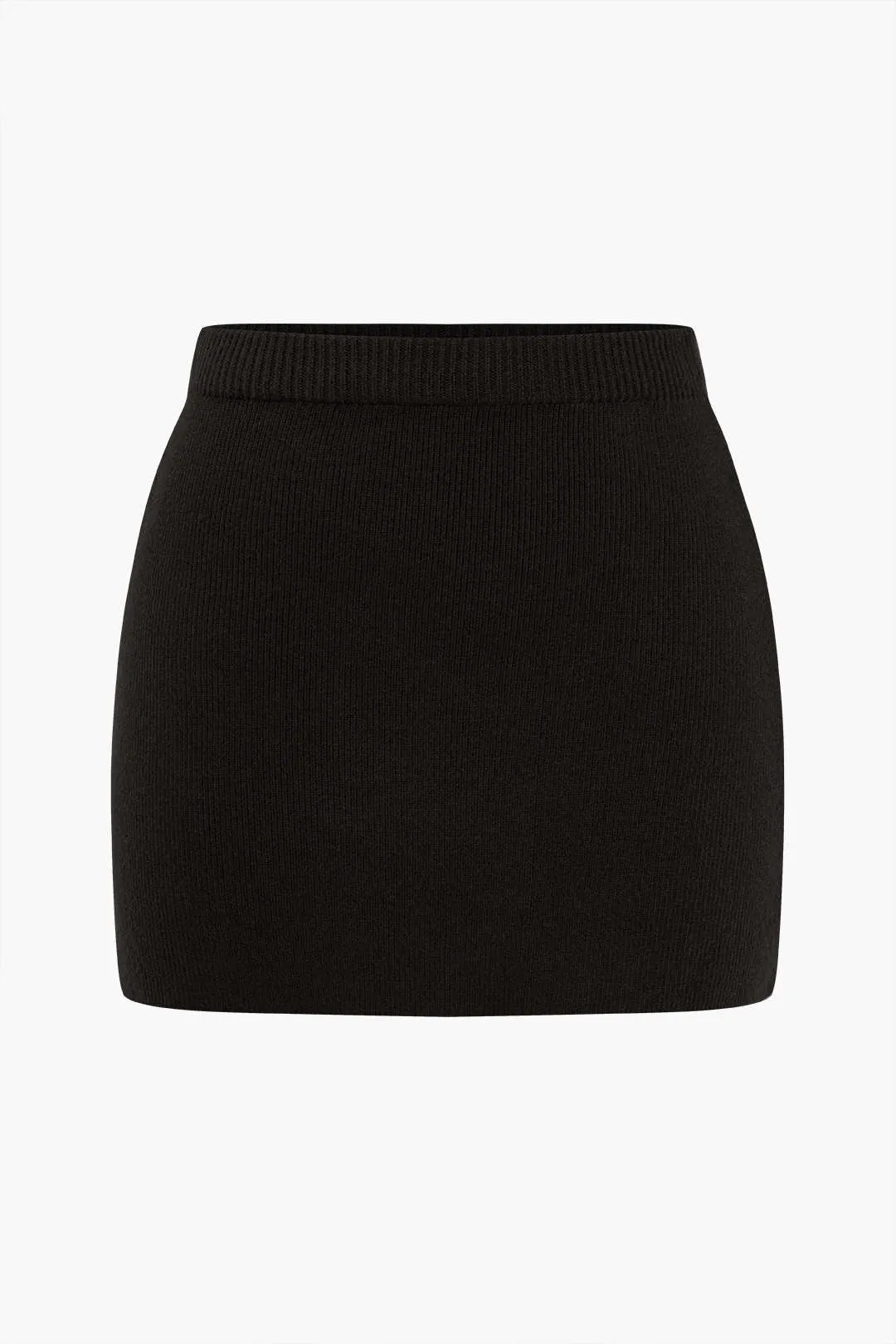 Plus Size Solid Knit Mini Skirt - Burgundy, Brown, and Black