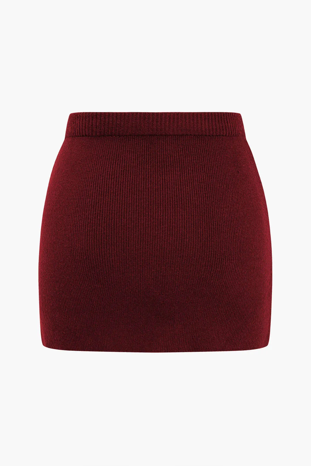 Plus Size Solid Knit Mini Skirt - Burgundy, Brown, and Black