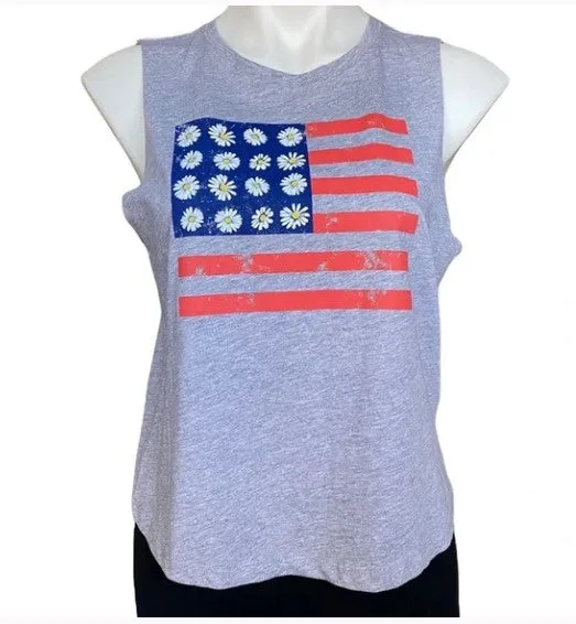 Pretty Rebel Womens American Flag Muscle Tee, Size Large