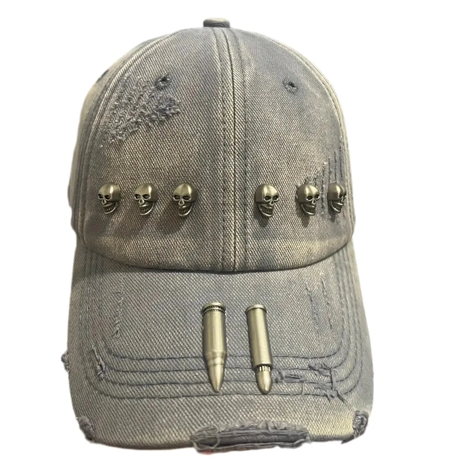 Punk Washed Distressed Metal Bullet Cap