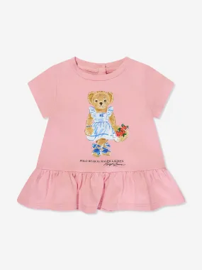 Ralph Lauren Baby Girls Bear Print T-Shirt in Pink