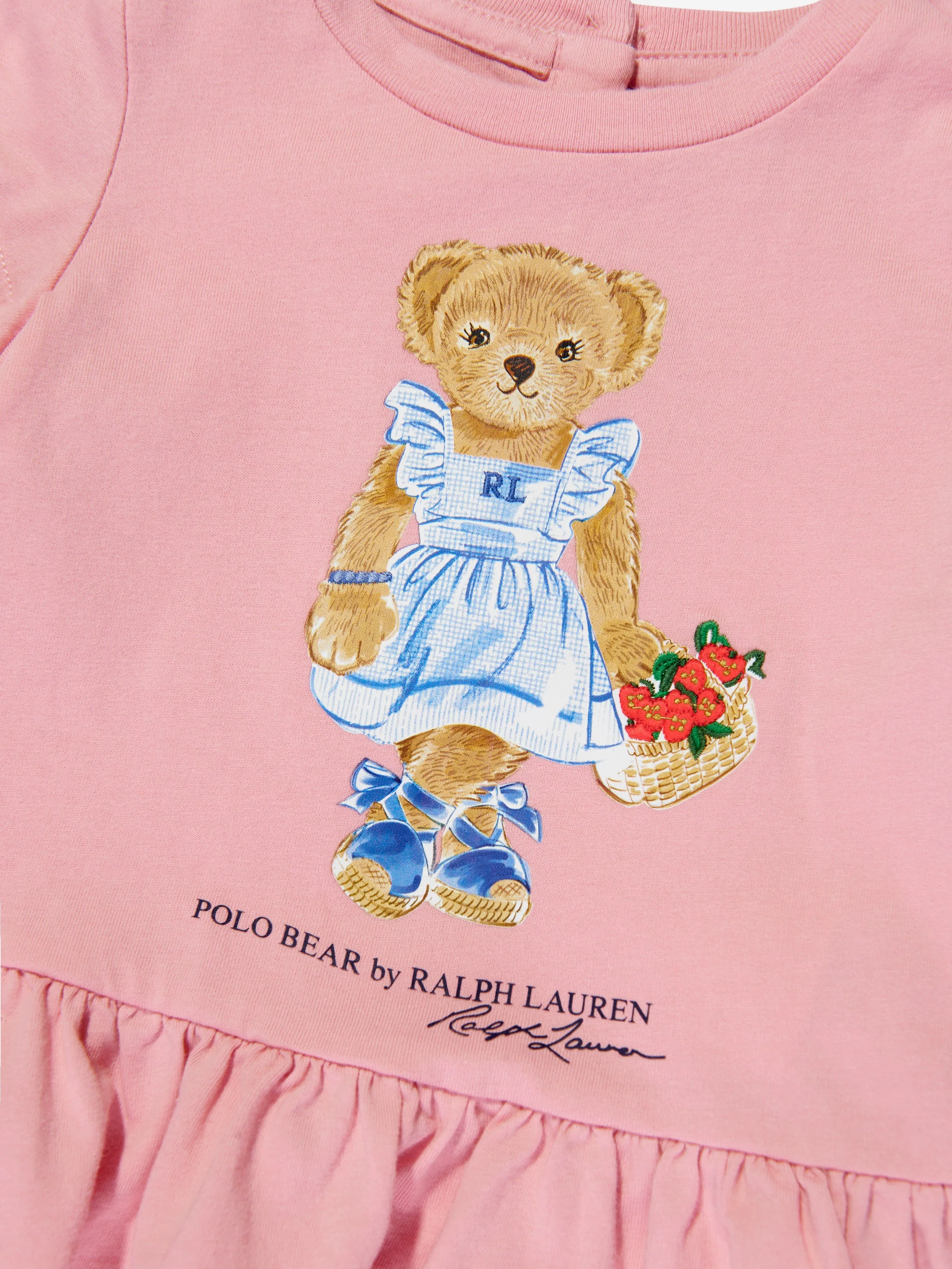 Ralph Lauren Baby Girls Bear Print T-Shirt in Pink