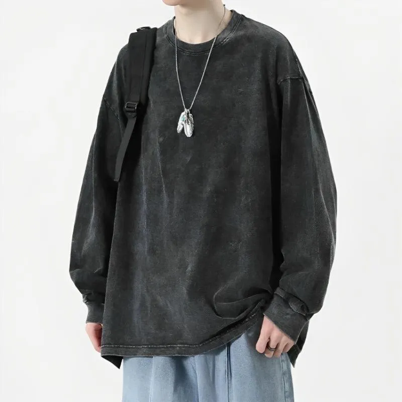 Riolio - Grunge Oversized Distressed Basic Tee - chill guy 90s fashion mens fashion