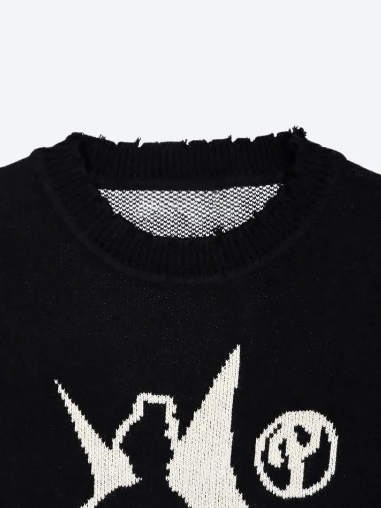 Riolio - Grunge Starboy Distressed Knitted Sweater - chill guy 90s fashion mens fashion