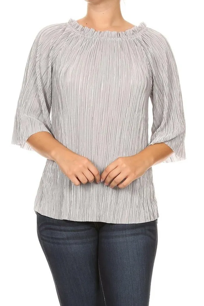 Silver off shoulder 3/4 sleeves