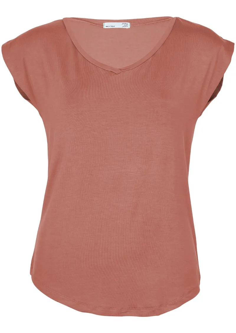 Simple Top V-neck Dusty Rose