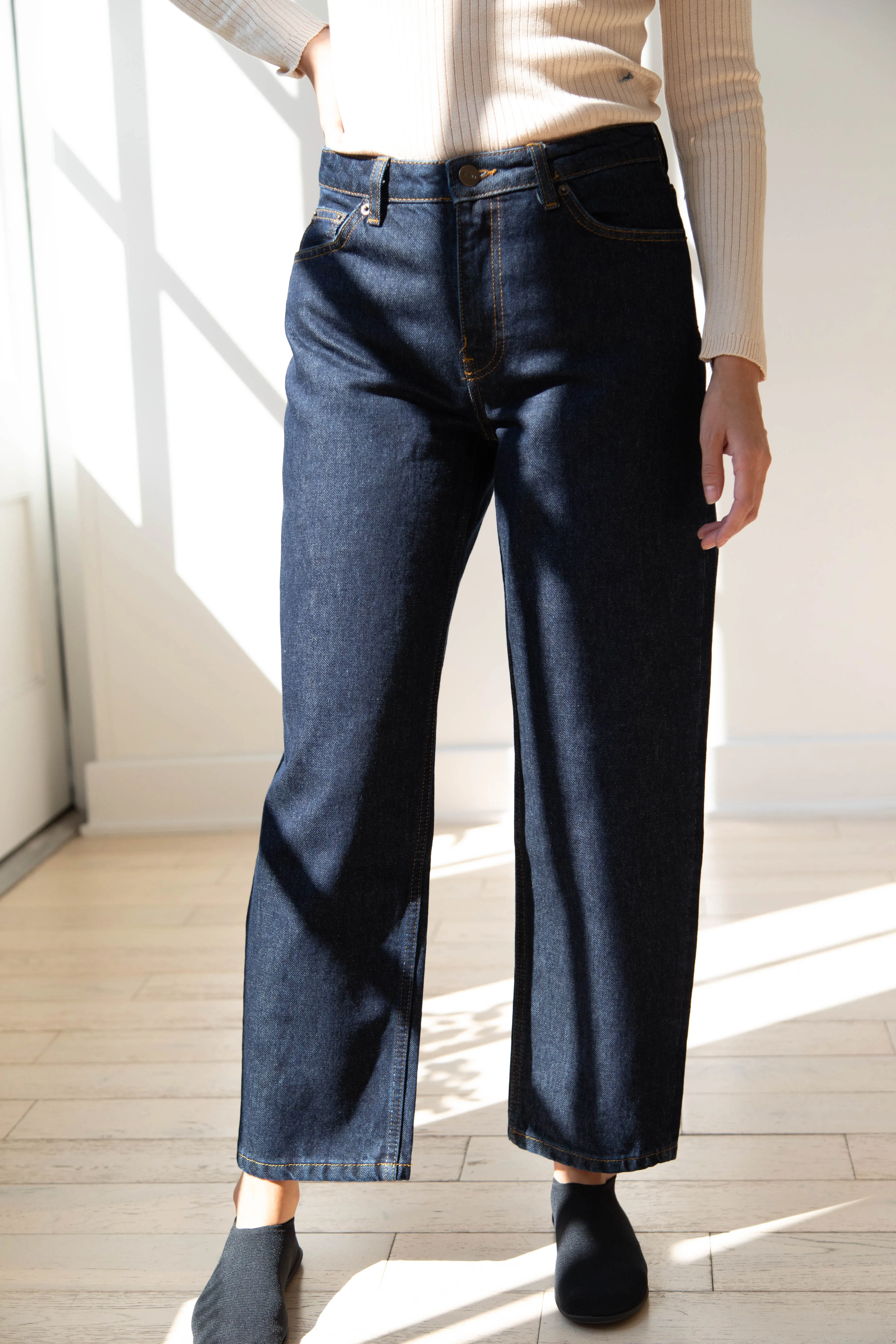 Skall | Allison Cropped Jeans in Indigo Blue Denim