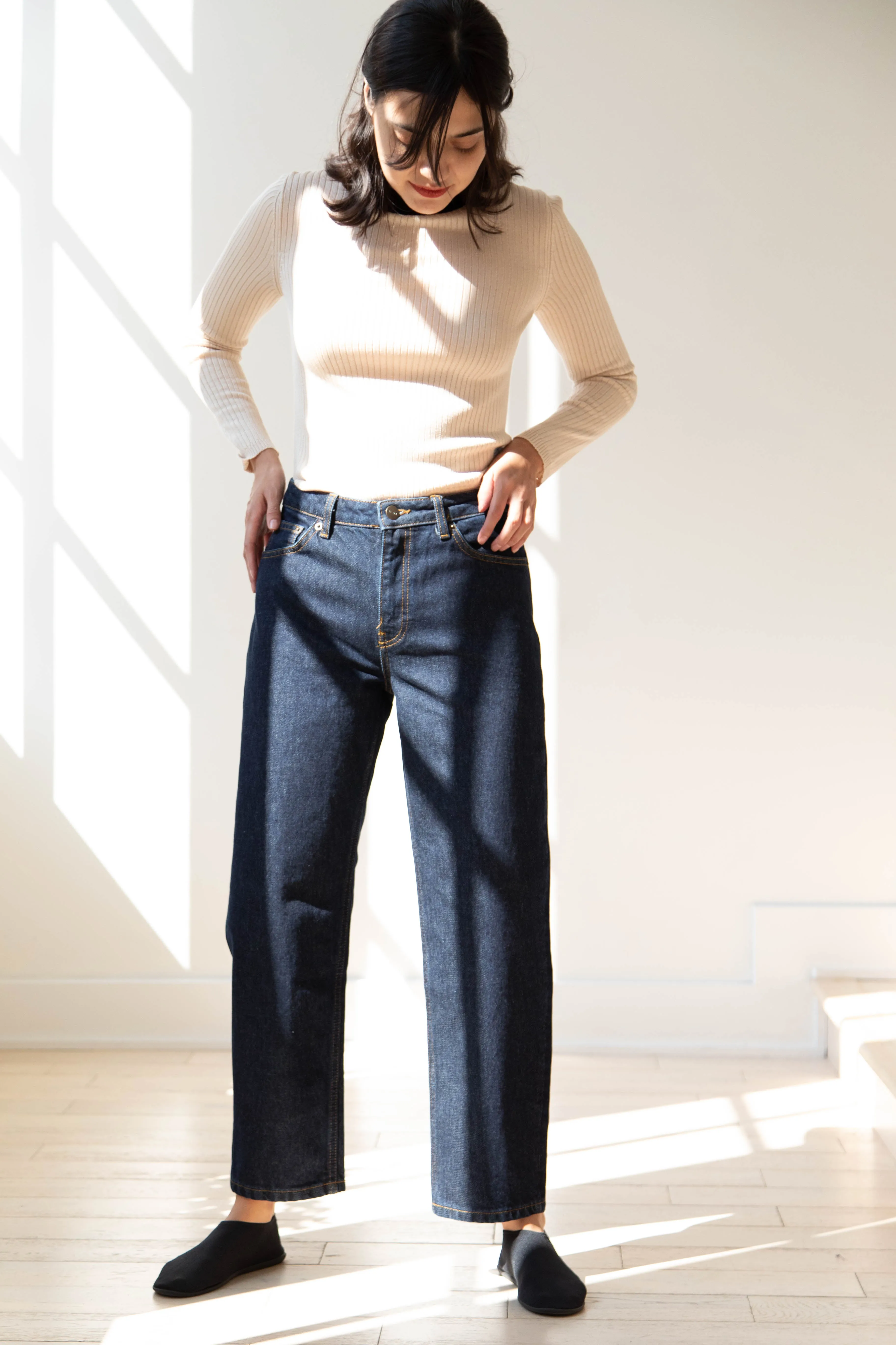 Skall | Allison Cropped Jeans in Indigo Blue Denim