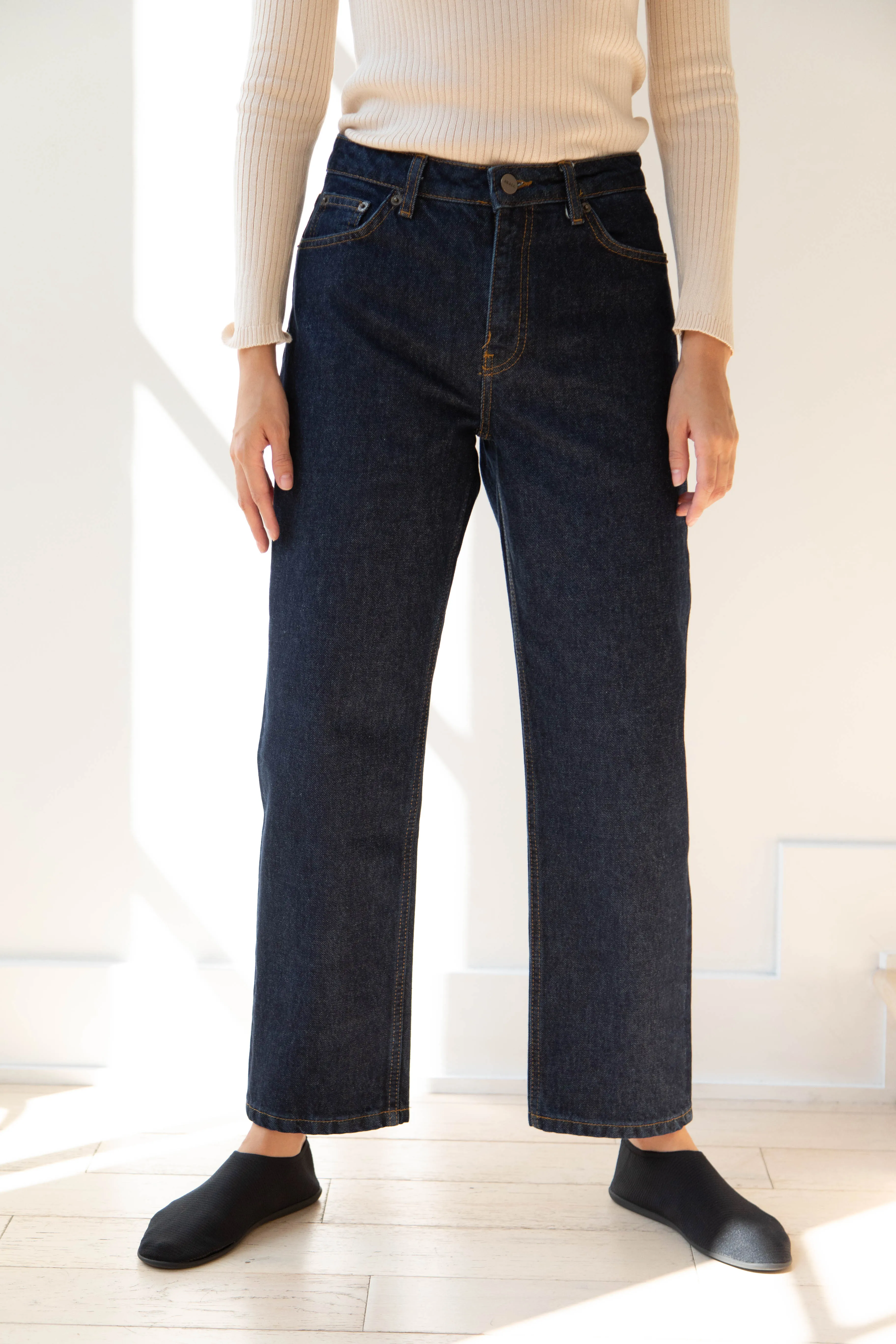 Skall | Allison Cropped Jeans in Indigo Blue Denim