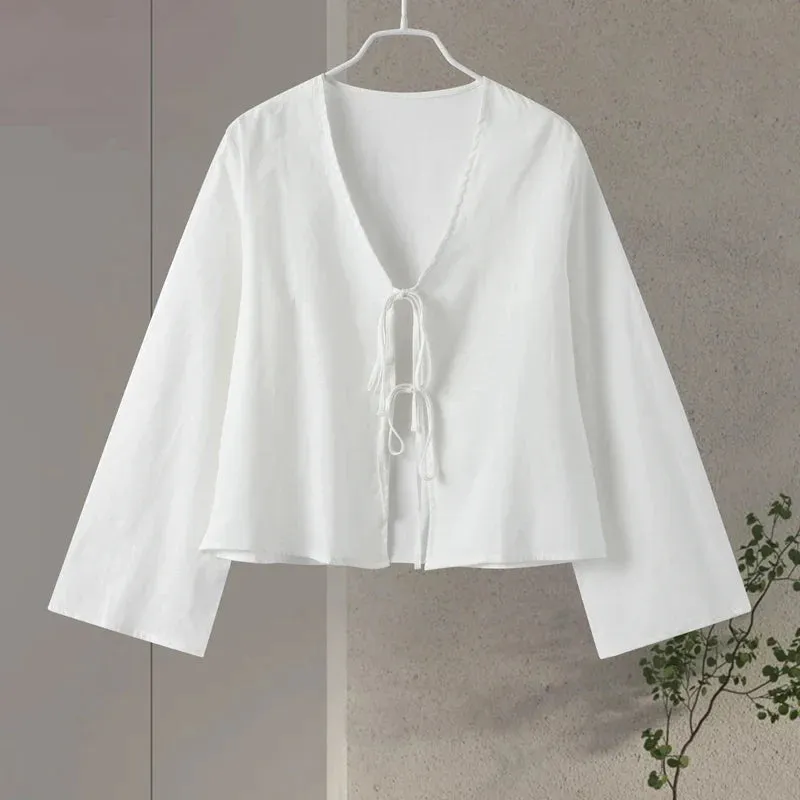 Solid White Female Office Blouse