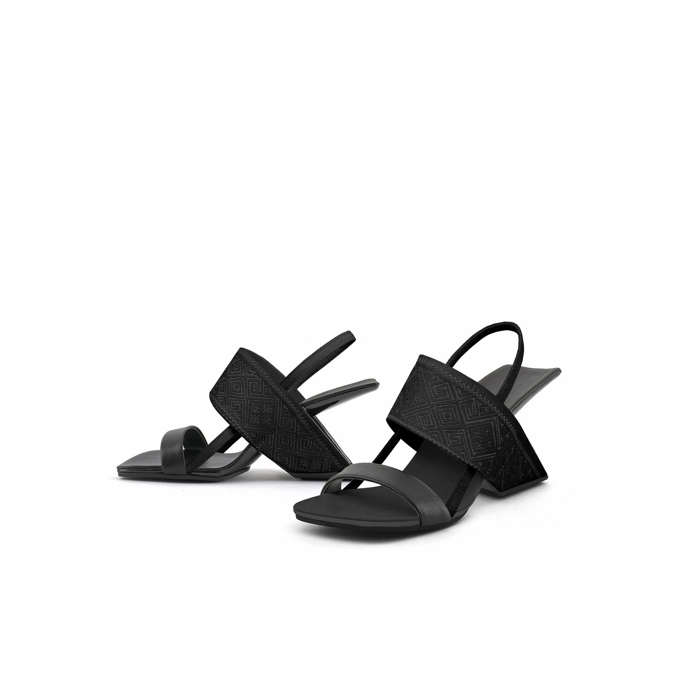 Square Toe Thick Strap Slip On Sandals