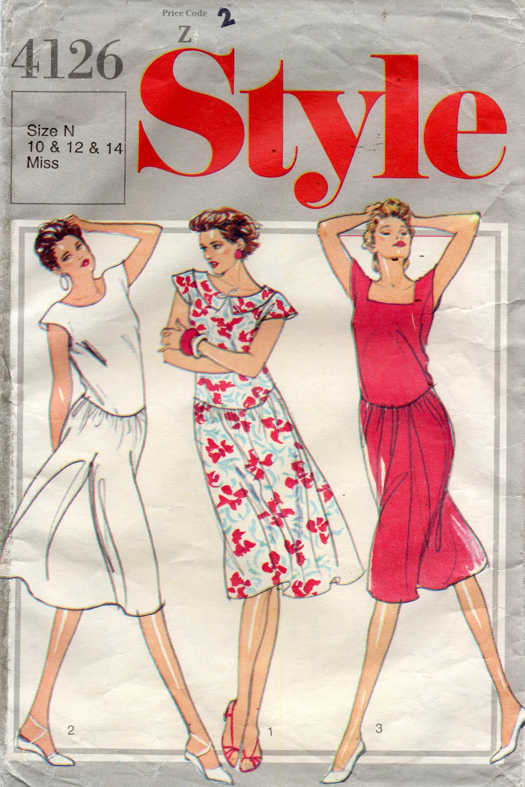 Style 4126 Womens Cap Sleeved Summer Dresses 1980s Vintage Sewing Pattern Size 10