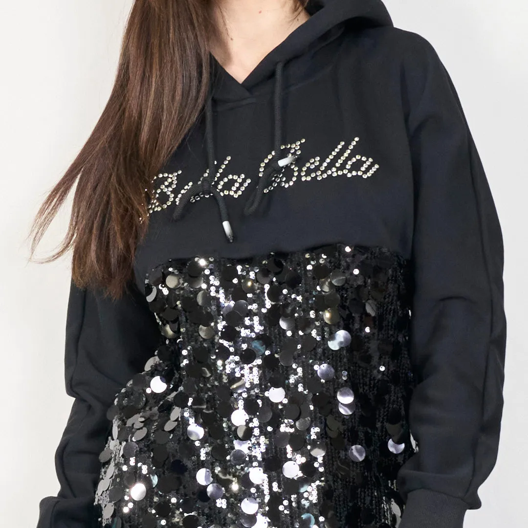 Stylish hoodie dress with sequin details wholesale