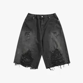 Unisex Distressed Loose Denim Shorts