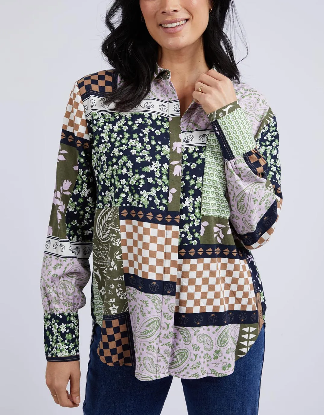 Vetiver Patchwork Shirt - Patchwork Print