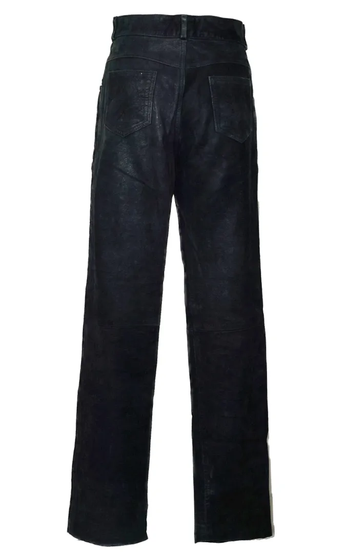 VINTAGE Real Leather Black Straight Leg Pants