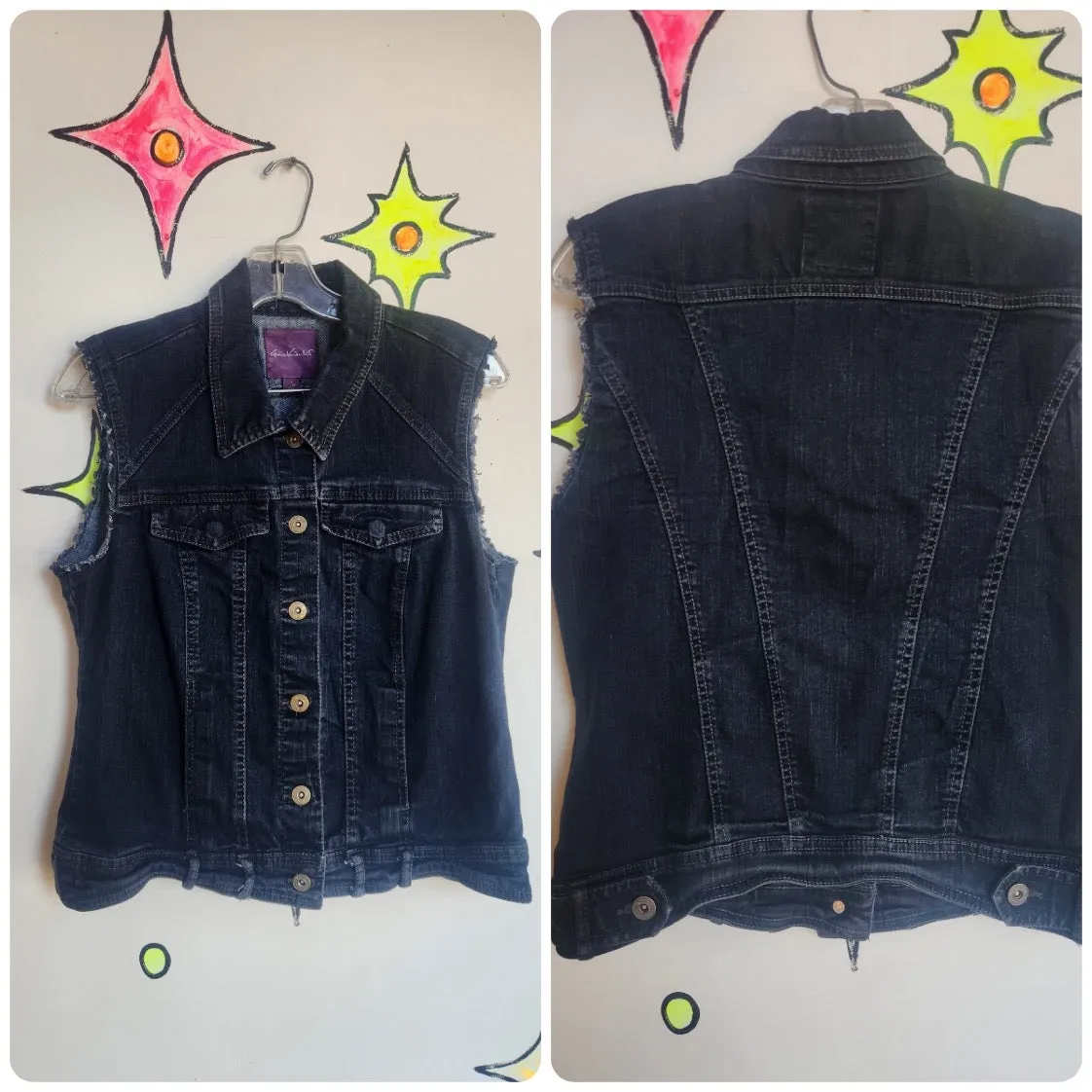 Vintage Y2K | Gloria Vanderbilt Denim Cropped Vest Punk Grunge Biker Indie | S