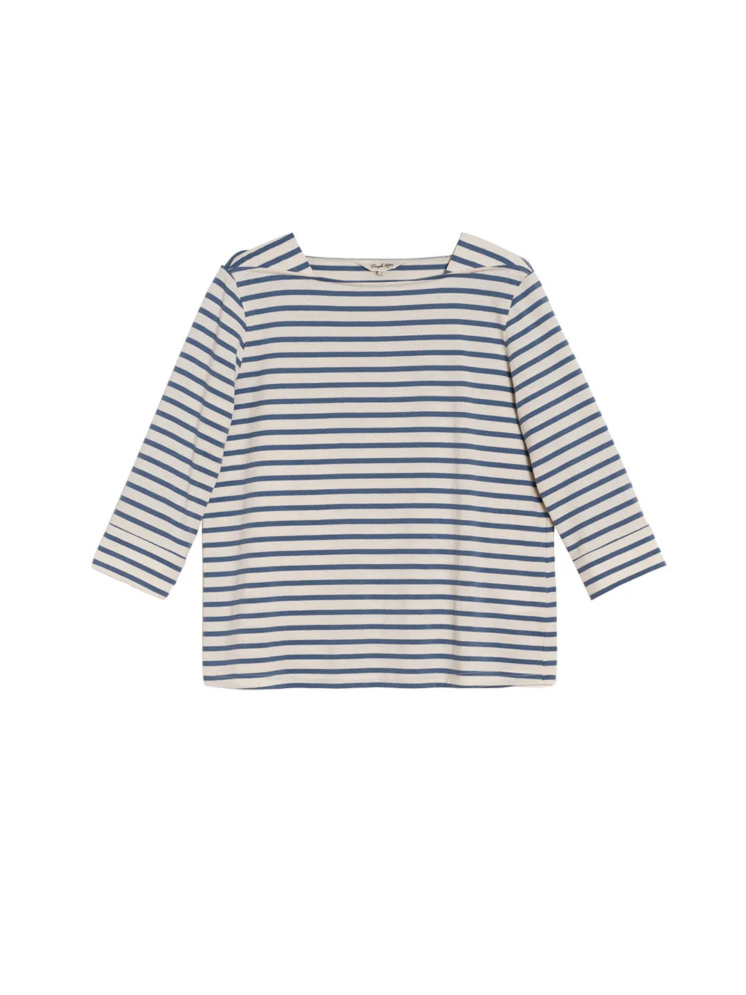 Violet Round Neck Striped Cotton T-shirt