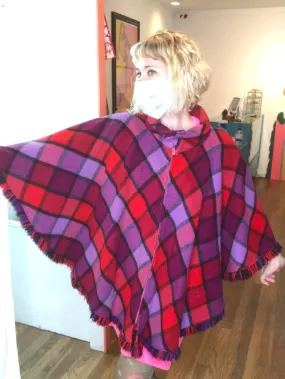 VTG 70s | Prior Westerns Plaid Bohemian Wool Cape Jacket Coat Poncho | Free Size