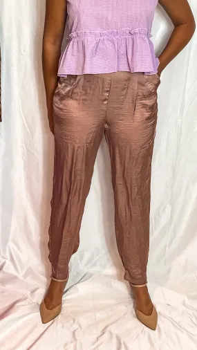 Washed Satin Pintuck Pants