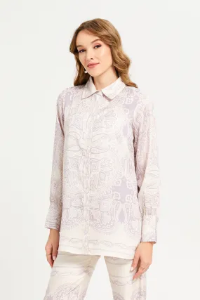 Women Pink  Printed Collared Blouse