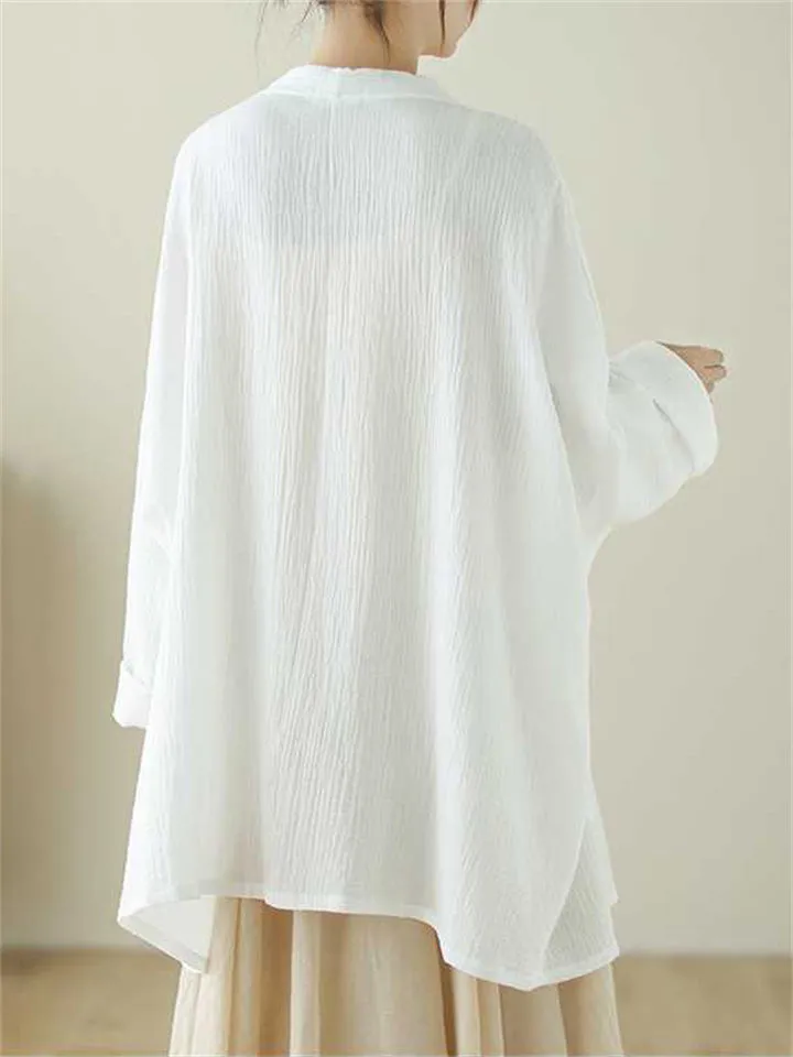 Women's Zen Style Mid Length Open Front Linen Jackets