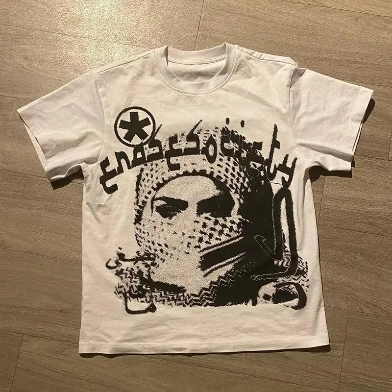 Y2K Grunge Arabic Graphic Printed Tee