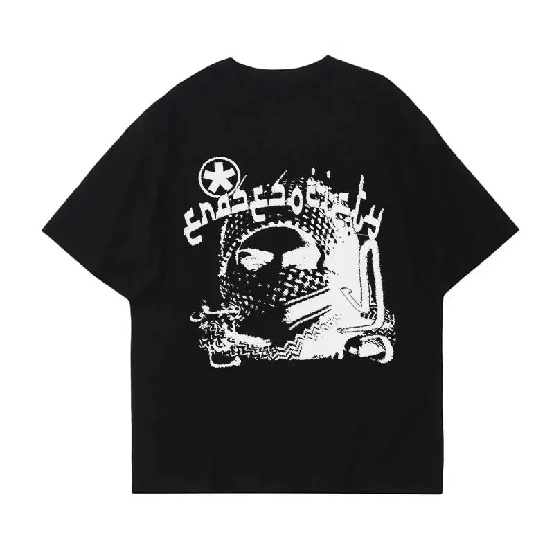 Y2K Grunge Arabic Graphic Printed Tee