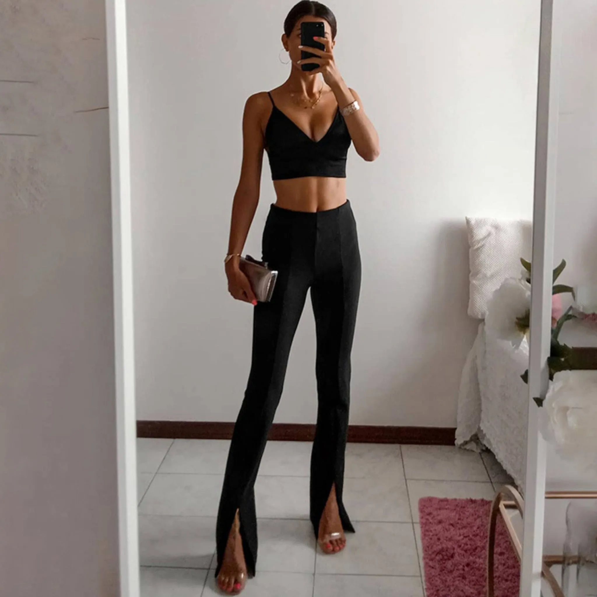 Zipper Slit Fit Pants